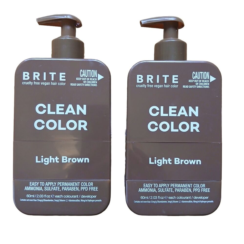 BRITE Clean Color Light Brown Hair Dye 2 Pack PPD-Free Salon Kit